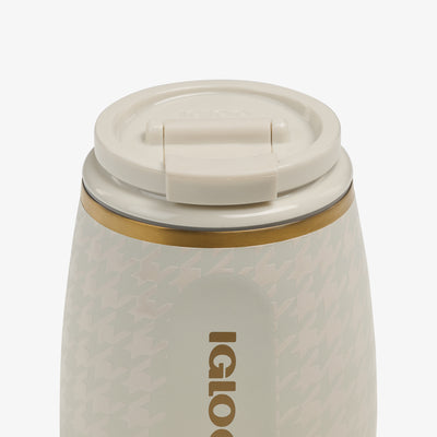 Lid Closed View | 10 Oz Wine Tumbler::Luxe Linen::Leakproof Flip ‘n’ Sip lid