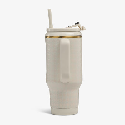 Profile View | 32 Oz Flip ‘n’ Sip Travel Mug::Luxe Linen::Side handle