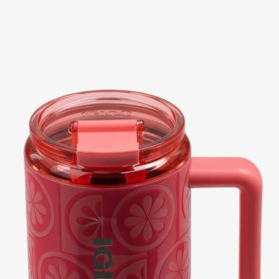 Lid Closed View | 32 Oz Flip ‘n’ Sip Travel Mug::Grapefruit::