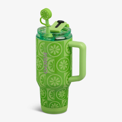 Angle View | 32 Oz Flip ‘n’ Sip Travel Mug::Lime::