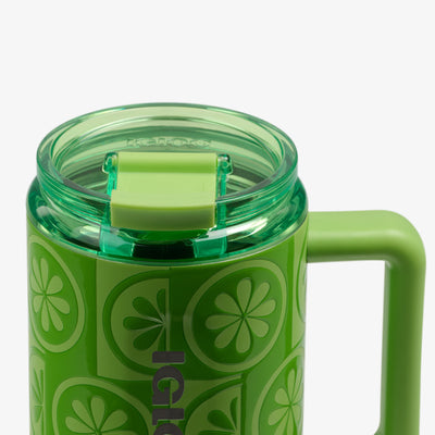 Lid Closed View | 32 Oz Flip ‘n’ Sip Travel Mug::Lime::