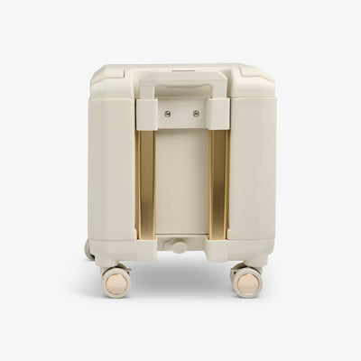 Back View | Tag Along Too Spinner Cooler::Luxe Linen::Drain plug