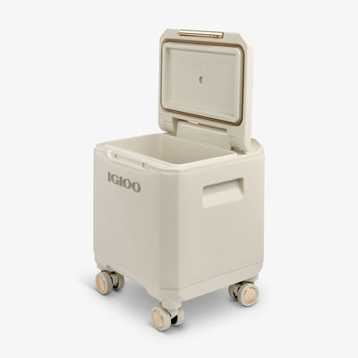 Open View | Tag Along Too Spinner Cooler::Luxe Linen::Wheel locks