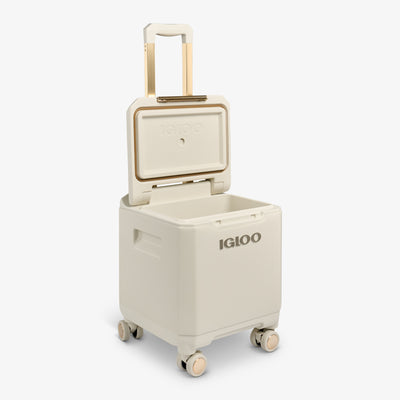 Open View | Tag Along Too Spinner Cooler::Luxe Linen::Gasketed lid