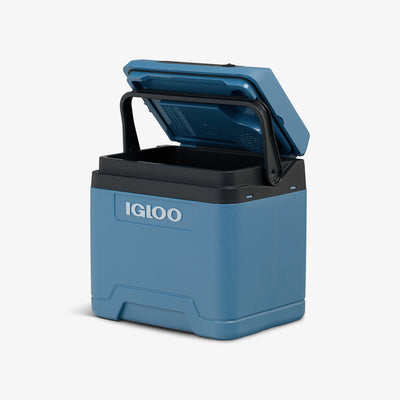 Open View | IE24 Thermoelectric Cooler::::Swing-up handle also locks lid