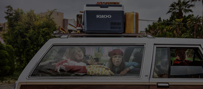 Car packed for summer fun with Igloo cooler.