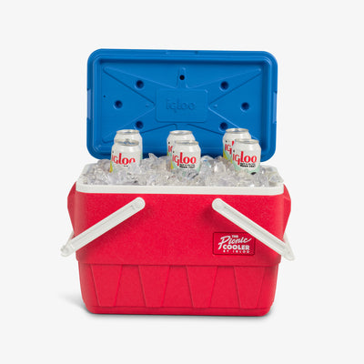 Open View | Retro Picnic Basket 25 Qt Cooler::Americana::Holds up to 36 cans