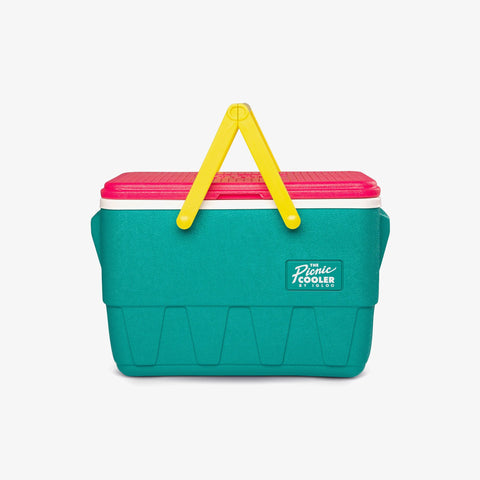 Front View | Retro Limited Edition Picnic Basket 25 Qt Cooler::Jade