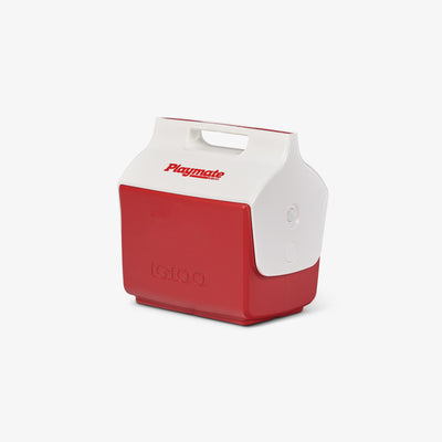 Angle View | Little Playmate 7 Qt Cooler::Red::Trademarked tent-top design