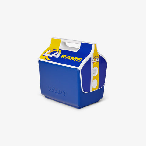 Angle View | Los Angeles Rams Little Playmate 7 Qt Cooler::::Trademarked tent-top design
