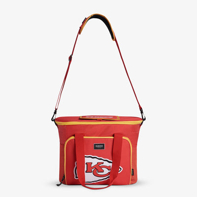 Strap View | Kansas City Chiefs Tailgate Tote::::Adjustable, padded shoulder strap