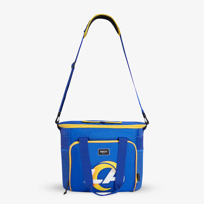 Strap View | Los Angeles Rams Tailgate Tote::::Adjustable, padded shoulder strap