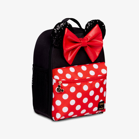 Angle View | Disney Minnie Mouse Mini Convertible Backpack Cooler::::Mesh side pockets