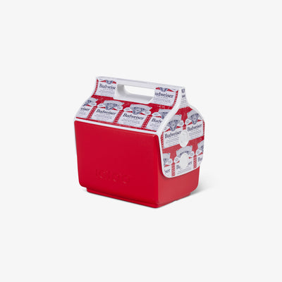 Angle View | Budweiser Little Playmate 7 Qt Cooler::::Original side-push button