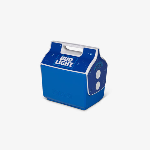 Angle View | Bud Light Little Playmate 7 Qt Cooler::::Original side-push button