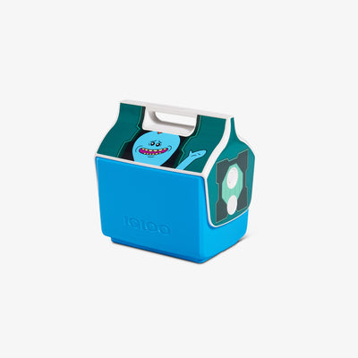 Angle View | Rick and Morty Mr. Meeseeks Box Little Playmate 7 Qt Cooler::::Trademarked tent-top design