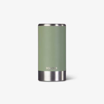 Front View | 12 Oz Slim Stainless Steel Coolmate::Oil Green::Fits in standard cup holders