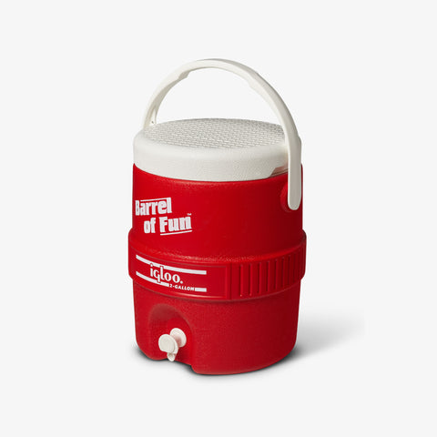 Handle View | Retro Barrel of Fun 2 Gallon Jug ::Red