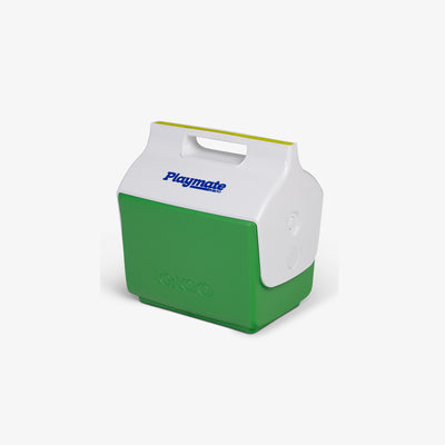 Angle View | Little Playmate 7 Qt Cooler::Gremlin Green::Trademarked tent-top design