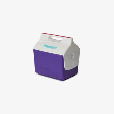 Angle View | Little Playmate 7 Qt Cooler::Purple::Trademarked tent-top design