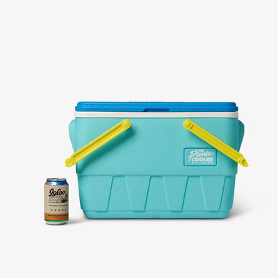 Size View | Retro Limited Edition Picnic Basket 25 Qt Cooler::Aquamarine::Holds up to 36 cans