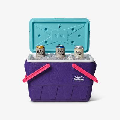 Open View | Retro Limited Edition Picnic Basket 25 Qt Cooler::Purple::THERMECOOL™ Insulation