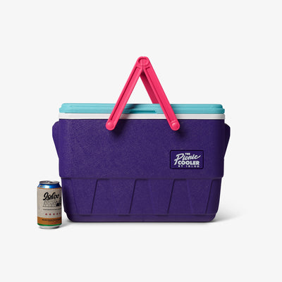 Size View | Retro Limited Edition Picnic Basket 25 Qt Cooler::Purple::Holds up to 36 cans