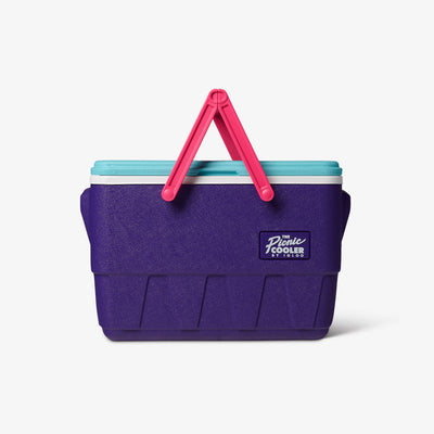 Front View | Retro Limited Edition Picnic Basket 25 Qt Cooler::Purple