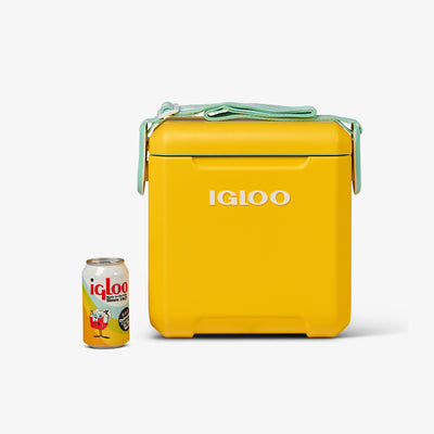 Size View | Tag Along Too Cooler::Yellow/Mint::Holds up to 14 cans