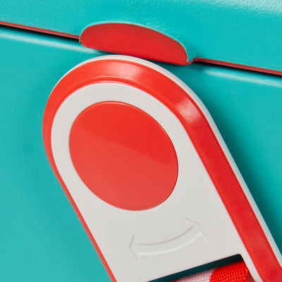 Detail View | Tag Along Too Cooler::Aquatic Teal/Red::Leakproof, lockable lid