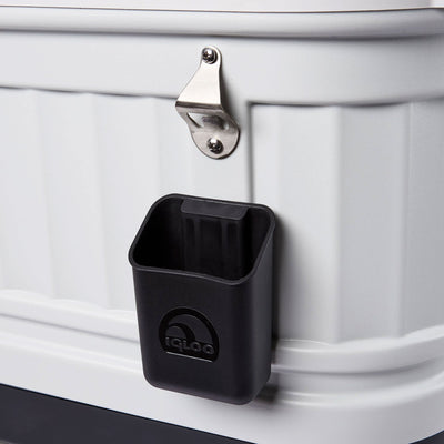 Detail View | Party Bar 125 Qt Cooler::Gray::Bottle opener & catch bin