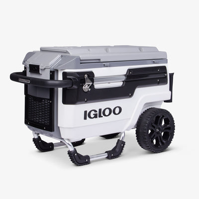 Angle View | Trailmate Journey 70 Qt Cooler::White/Black::THERMECOOL™, eco-friendly insulation