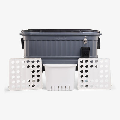 Trays View | Party Bar 125 Qt Cooler::Carbonite::Removable drink dividers