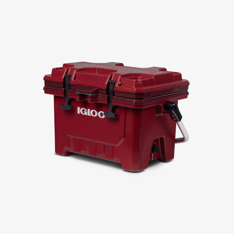 Angle View | IMX 24 Qt Cooler::Bedrock Red::Rubberized T-latches