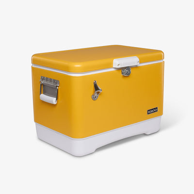 Angle View | Legacy 54 Qt Cooler::Gold Canyon::Built-In Bottle Opener