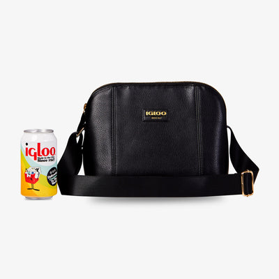 Size View | Igloo Luxe Crossbody Cooler Bag::Black::Holds up to 4 cans