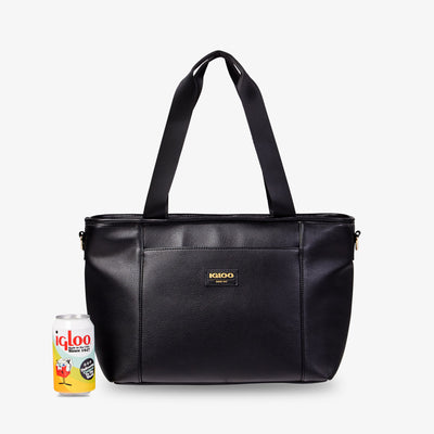 Size View | Igloo Luxe Tote Cooler Bag::Black::Holds up to 24 cans
