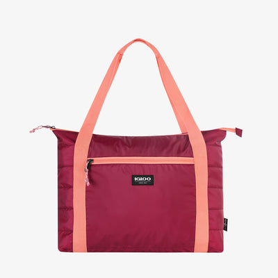 Front View | Packable Puffer 20-Can Cooler Bag::Magenta::