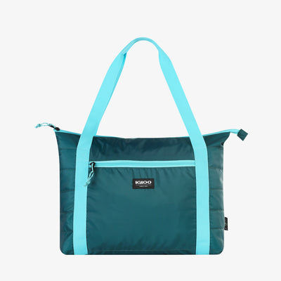 Front View | Packable Puffer 20-Can Cooler Bag::Teal::
