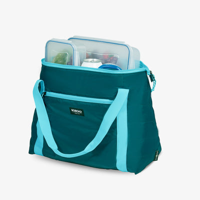 Open View | Packable Puffer 20-Can Cooler Bag::Teal::Up to 8 hours ice retention
