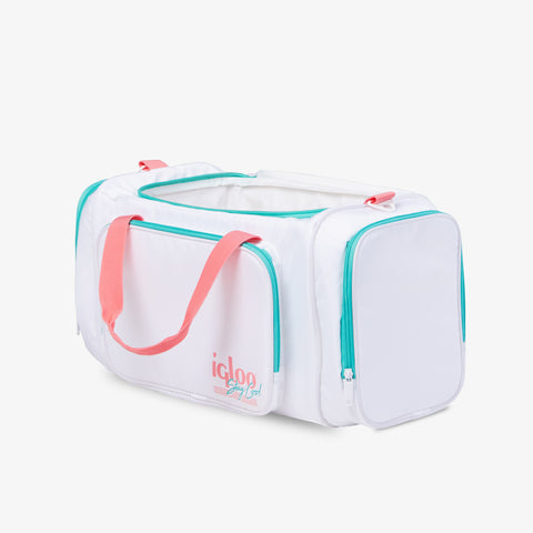 Open View | Retro Duffel Bag Cooler::White::Lightweight insulated liner