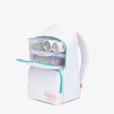 Open View | Retro Backpack Cooler::White::Antimicrobial liner