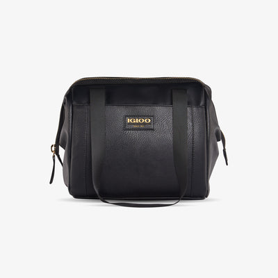 Front View | Igloo Luxe® Lunch Tote Cooler Bag::Black::Vegan leather