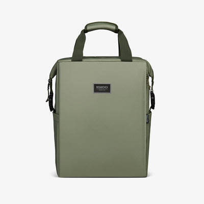 Front View | South Coast Snapdown 24-Can Backpack::Oil Green::Water-repellent exterior