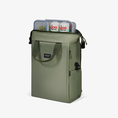 Open View | South Coast Snapdown 24-Can Backpack::Oil Green::MaxCold+ insulation 