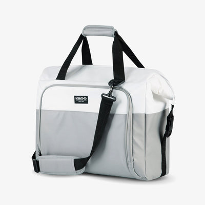 Angle View | Seadrift Snapdown 36-Can Bag::White/Gray