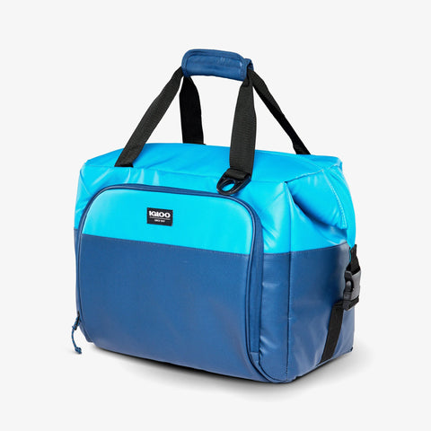 Angle View | Seadrift Snapdown 36-Can Bag::Blue/Navy