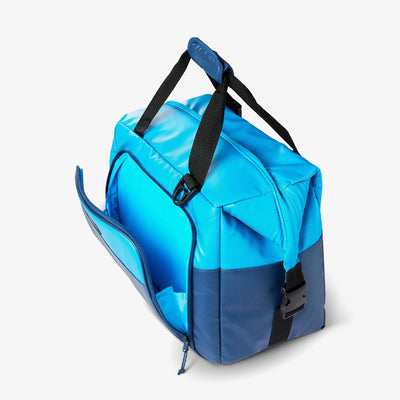 Front Pouch View | Seadrift Snapdown 36-Can Bag::Blue/Navy