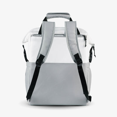 Back View | Seadrift Switch 30-Can Backpack::White/Gray::Hideaway backpack straps