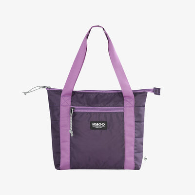 Front View | Packable Puffer 10-Can Cooler Bag::Eggplant